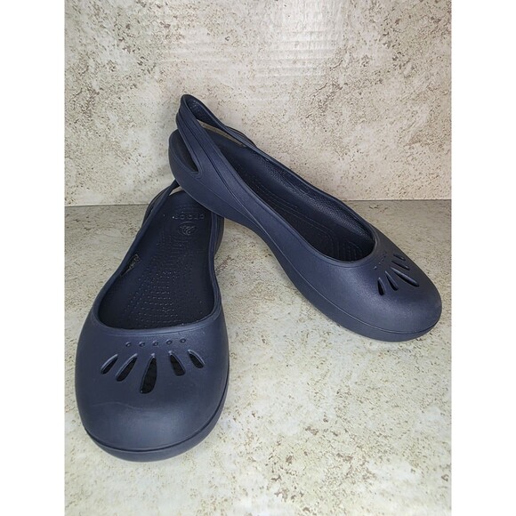Crocs Slingbacks Mary Jane Flats Women Sz 7 11701 Comfort Casual Work Shoes - Picture 1 of 8